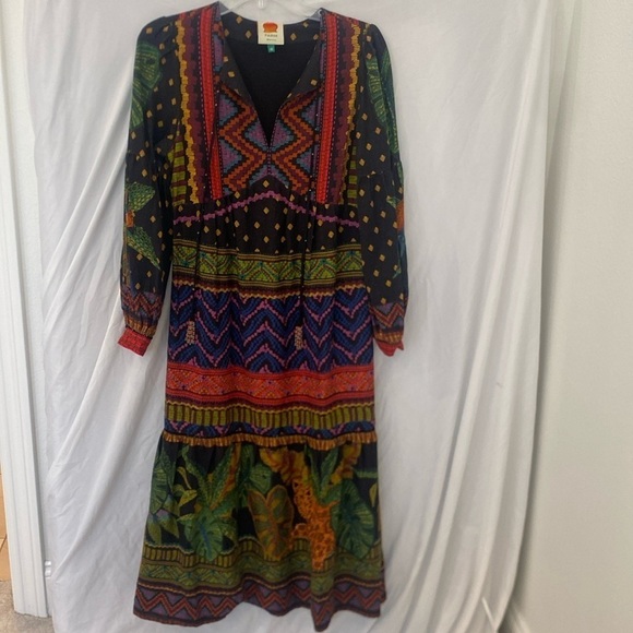 Farm Rio Dress, Large, Black Multi-Color Print sz xs - Picture 2 of 8